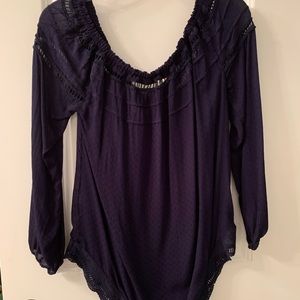 Kori America blue top with high low hem